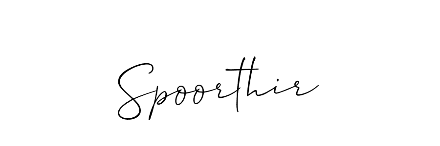 Use a signature maker to create a handwritten signature online. With this signature software, you can design (Allison_Script) your own signature for name Spoorthir. Spoorthir signature style 2 images and pictures png