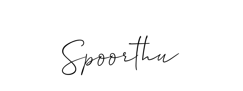 How to make Spoorthu signature? Allison_Script is a professional autograph style. Create handwritten signature for Spoorthu name. Spoorthu signature style 2 images and pictures png