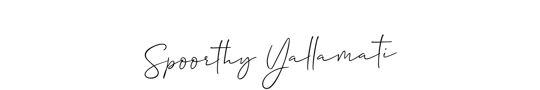 Make a beautiful signature design for name Spoorthy Yallamati. With this signature (Allison_Script) style, you can create a handwritten signature for free. Spoorthy Yallamati signature style 2 images and pictures png