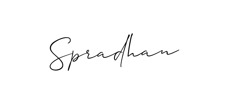 Design your own signature with our free online signature maker. With this signature software, you can create a handwritten (Allison_Script) signature for name Spradhan. Spradhan signature style 2 images and pictures png