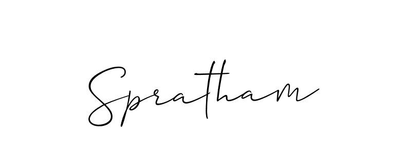 Make a beautiful signature design for name Spratham. With this signature (Allison_Script) style, you can create a handwritten signature for free. Spratham signature style 2 images and pictures png