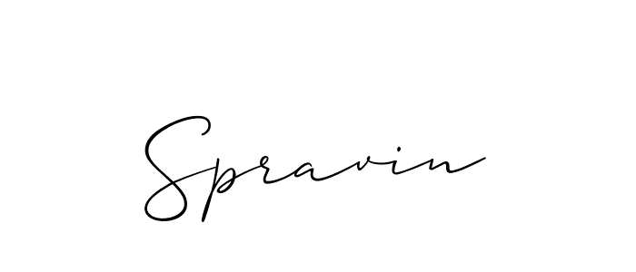 The best way (Allison_Script) to make a short signature is to pick only two or three words in your name. The name Spravin include a total of six letters. For converting this name. Spravin signature style 2 images and pictures png
