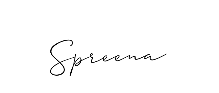 Spreena stylish signature style. Best Handwritten Sign (Allison_Script) for my name. Handwritten Signature Collection Ideas for my name Spreena. Spreena signature style 2 images and pictures png