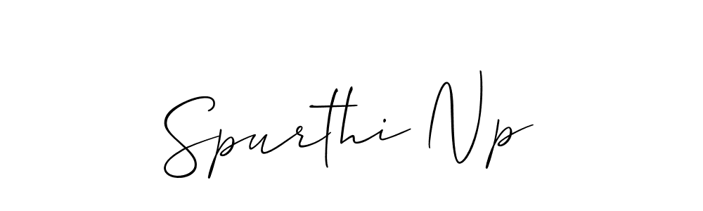 Design your own signature with our free online signature maker. With this signature software, you can create a handwritten (Allison_Script) signature for name Spurthi Np. Spurthi Np signature style 2 images and pictures png