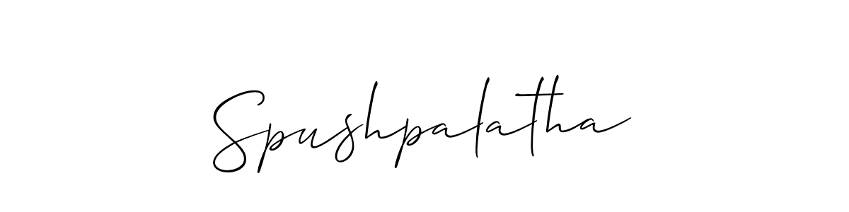 Also You can easily find your signature by using the search form. We will create Spushpalatha name handwritten signature images for you free of cost using Allison_Script sign style. Spushpalatha signature style 2 images and pictures png