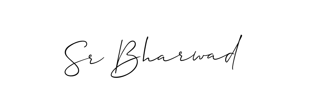 Allison_Script is a professional signature style that is perfect for those who want to add a touch of class to their signature. It is also a great choice for those who want to make their signature more unique. Get Sr Bharwad name to fancy signature for free. Sr Bharwad signature style 2 images and pictures png