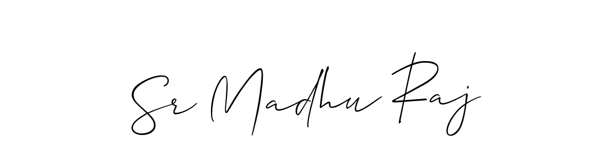 Similarly Allison_Script is the best handwritten signature design. Signature creator online .You can use it as an online autograph creator for name Sr Madhu Raj. Sr Madhu Raj signature style 2 images and pictures png