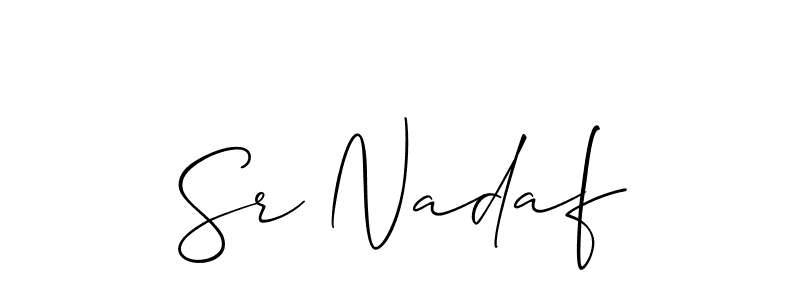 How to make Sr Nadaf signature? Allison_Script is a professional autograph style. Create handwritten signature for Sr Nadaf name. Sr Nadaf signature style 2 images and pictures png