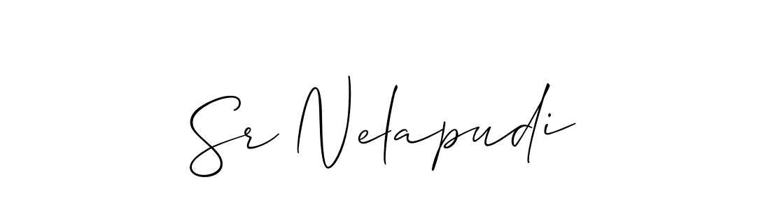 Similarly Allison_Script is the best handwritten signature design. Signature creator online .You can use it as an online autograph creator for name Sr Nelapudi. Sr Nelapudi signature style 2 images and pictures png