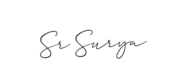 Use a signature maker to create a handwritten signature online. With this signature software, you can design (Allison_Script) your own signature for name Sr Surya. Sr Surya signature style 2 images and pictures png