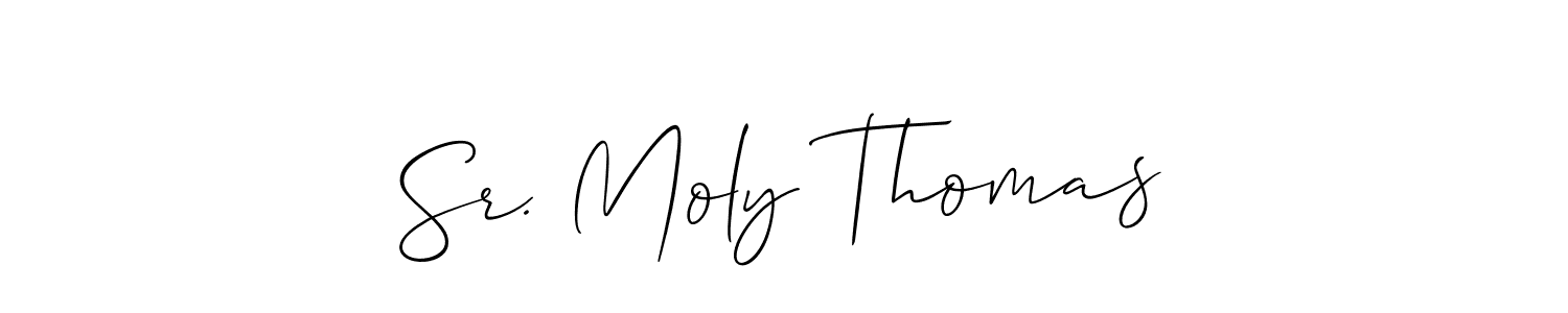 The best way (Allison_Script) to make a short signature is to pick only two or three words in your name. The name Sr. Moly Thomas include a total of six letters. For converting this name. Sr. Moly Thomas signature style 2 images and pictures png