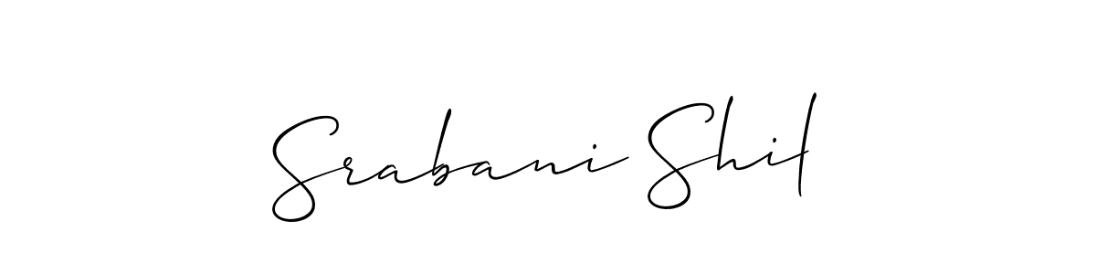 Make a short Srabani Shil signature style. Manage your documents anywhere anytime using Allison_Script. Create and add eSignatures, submit forms, share and send files easily. Srabani Shil signature style 2 images and pictures png