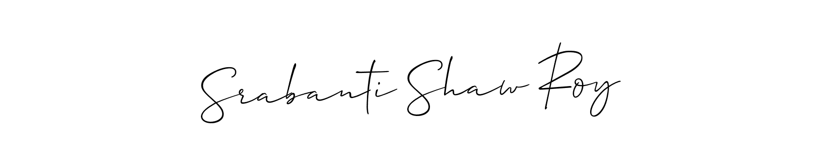 How to make Srabanti Shaw Roy name signature. Use Allison_Script style for creating short signs online. This is the latest handwritten sign. Srabanti Shaw Roy signature style 2 images and pictures png