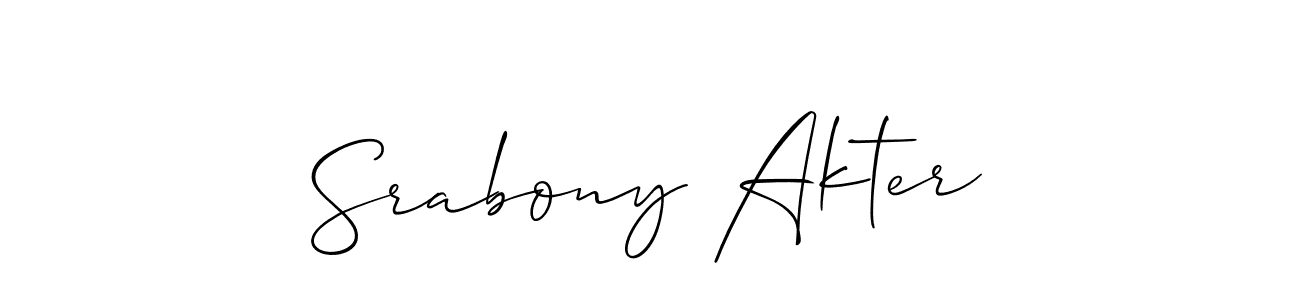 It looks lik you need a new signature style for name Srabony Akter. Design unique handwritten (Allison_Script) signature with our free signature maker in just a few clicks. Srabony Akter signature style 2 images and pictures png