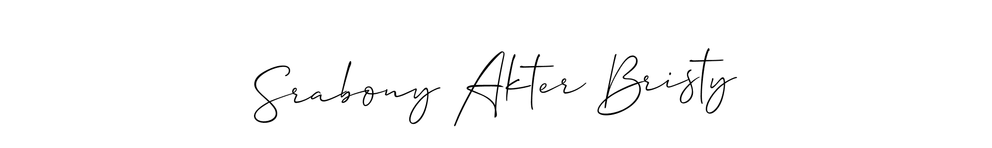 Also You can easily find your signature by using the search form. We will create Srabony Akter Bristy name handwritten signature images for you free of cost using Allison_Script sign style. Srabony Akter Bristy signature style 2 images and pictures png
