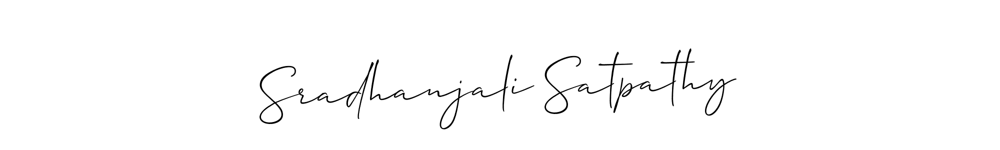 How to make Sradhanjali Satpathy name signature. Use Allison_Script style for creating short signs online. This is the latest handwritten sign. Sradhanjali Satpathy signature style 2 images and pictures png