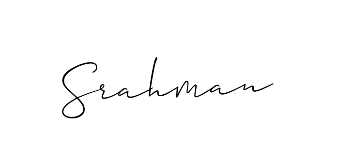 Use a signature maker to create a handwritten signature online. With this signature software, you can design (Allison_Script) your own signature for name Srahman. Srahman signature style 2 images and pictures png