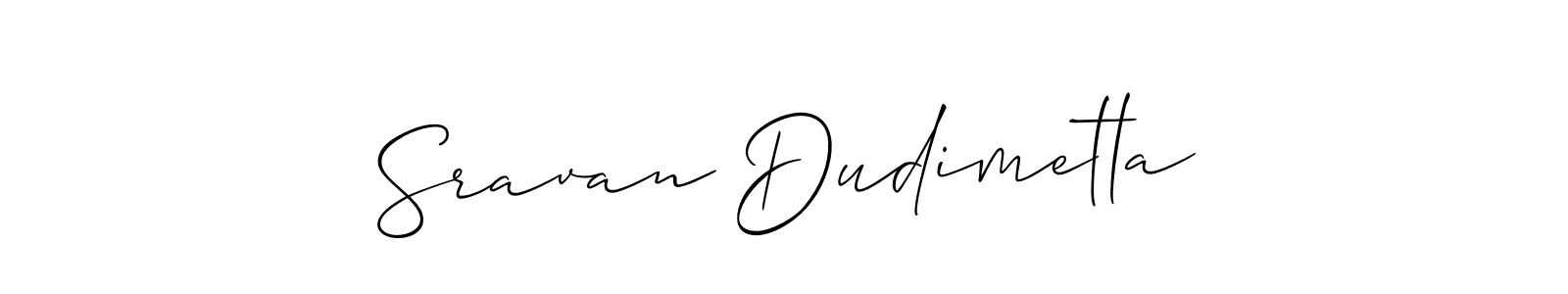 It looks lik you need a new signature style for name Sravan Dudimetla. Design unique handwritten (Allison_Script) signature with our free signature maker in just a few clicks. Sravan Dudimetla signature style 2 images and pictures png