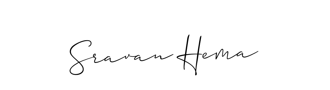 Create a beautiful signature design for name Sravan Hema. With this signature (Allison_Script) fonts, you can make a handwritten signature for free. Sravan Hema signature style 2 images and pictures png