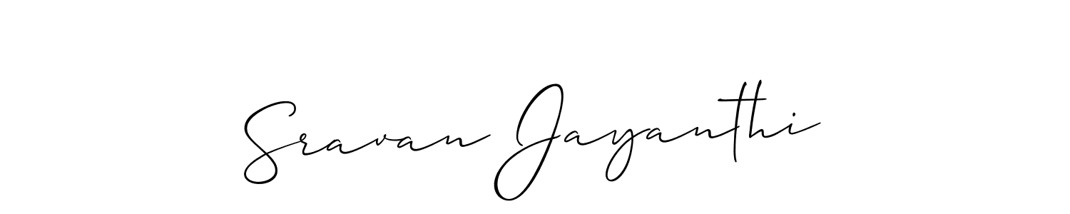 Create a beautiful signature design for name Sravan Jayanthi. With this signature (Allison_Script) fonts, you can make a handwritten signature for free. Sravan Jayanthi signature style 2 images and pictures png