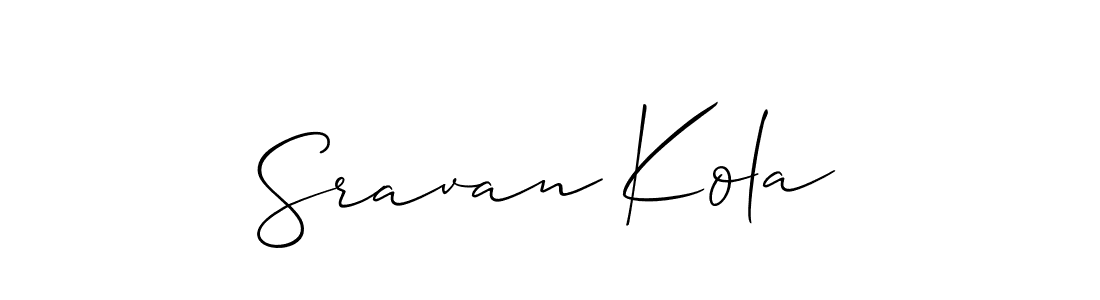 Allison_Script is a professional signature style that is perfect for those who want to add a touch of class to their signature. It is also a great choice for those who want to make their signature more unique. Get Sravan Kola name to fancy signature for free. Sravan Kola signature style 2 images and pictures png