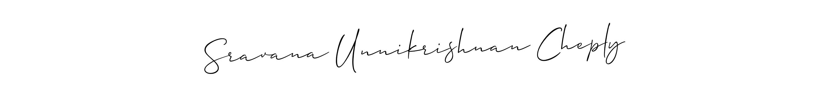 Allison_Script is a professional signature style that is perfect for those who want to add a touch of class to their signature. It is also a great choice for those who want to make their signature more unique. Get Sravana Unnikrishnan Cheply name to fancy signature for free. Sravana Unnikrishnan Cheply signature style 2 images and pictures png