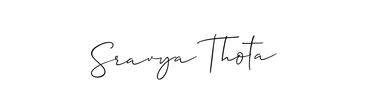 The best way (Allison_Script) to make a short signature is to pick only two or three words in your name. The name Sravya Thota include a total of six letters. For converting this name. Sravya Thota signature style 2 images and pictures png