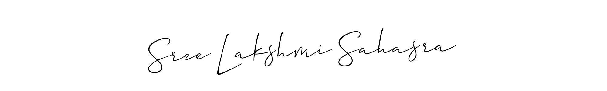 It looks lik you need a new signature style for name Sree Lakshmi Sahasra. Design unique handwritten (Allison_Script) signature with our free signature maker in just a few clicks. Sree Lakshmi Sahasra signature style 2 images and pictures png