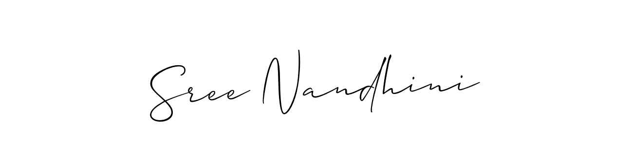 It looks lik you need a new signature style for name Sree Nandhini. Design unique handwritten (Allison_Script) signature with our free signature maker in just a few clicks. Sree Nandhini signature style 2 images and pictures png