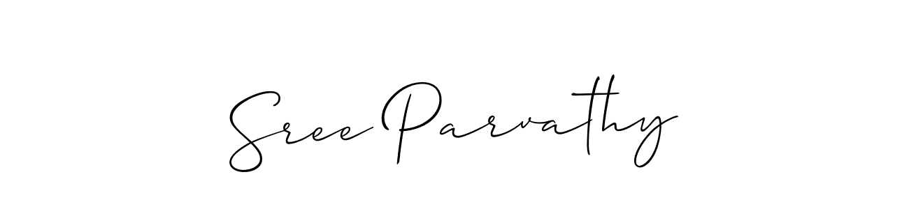Make a beautiful signature design for name Sree Parvathy. With this signature (Allison_Script) style, you can create a handwritten signature for free. Sree Parvathy signature style 2 images and pictures png