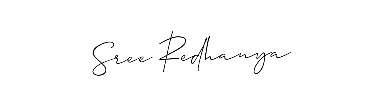 It looks lik you need a new signature style for name Sree Redhanya. Design unique handwritten (Allison_Script) signature with our free signature maker in just a few clicks. Sree Redhanya signature style 2 images and pictures png
