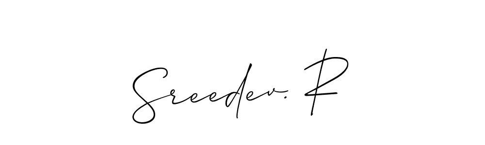 How to make Sreedev. R signature? Allison_Script is a professional autograph style. Create handwritten signature for Sreedev. R name. Sreedev. R signature style 2 images and pictures png