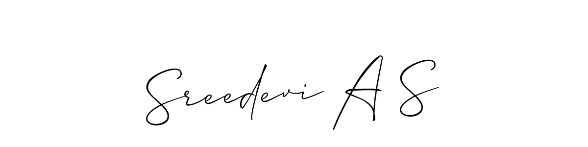 Create a beautiful signature design for name Sreedevi A S. With this signature (Allison_Script) fonts, you can make a handwritten signature for free. Sreedevi A S signature style 2 images and pictures png