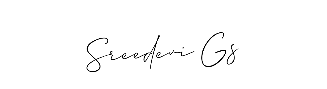 Use a signature maker to create a handwritten signature online. With this signature software, you can design (Allison_Script) your own signature for name Sreedevi Gs. Sreedevi Gs signature style 2 images and pictures png