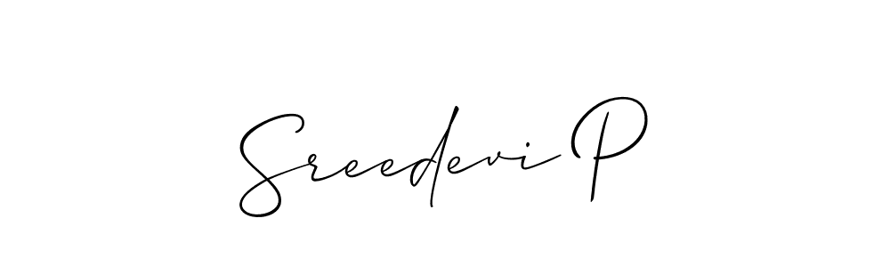 Also we have Sreedevi P name is the best signature style. Create professional handwritten signature collection using Allison_Script autograph style. Sreedevi P signature style 2 images and pictures png