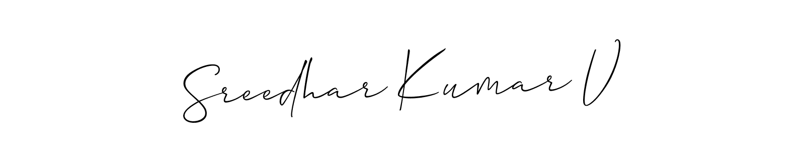 Also we have Sreedhar Kumar V name is the best signature style. Create professional handwritten signature collection using Allison_Script autograph style. Sreedhar Kumar V signature style 2 images and pictures png