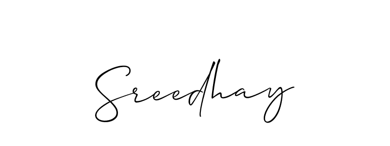 How to make Sreedhay signature? Allison_Script is a professional autograph style. Create handwritten signature for Sreedhay name. Sreedhay signature style 2 images and pictures png