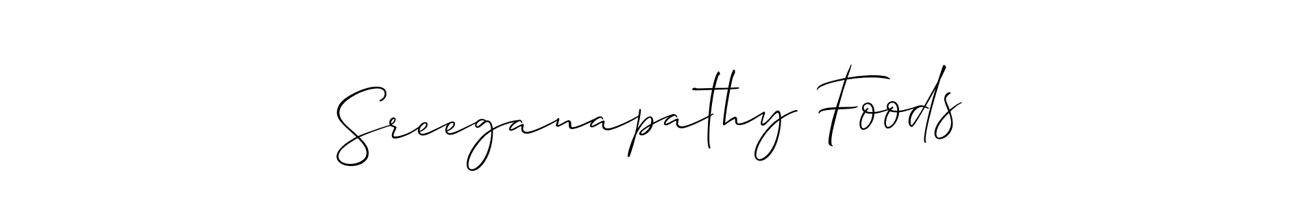 It looks lik you need a new signature style for name Sreeganapathy Foods. Design unique handwritten (Allison_Script) signature with our free signature maker in just a few clicks. Sreeganapathy Foods signature style 2 images and pictures png