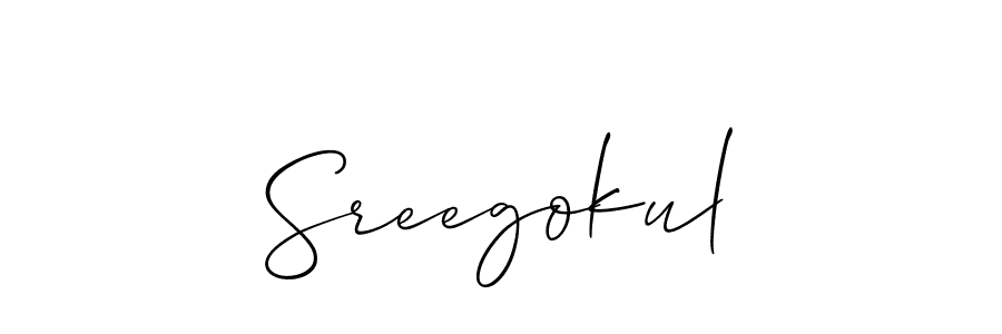 Make a beautiful signature design for name Sreegokul. With this signature (Allison_Script) style, you can create a handwritten signature for free. Sreegokul signature style 2 images and pictures png