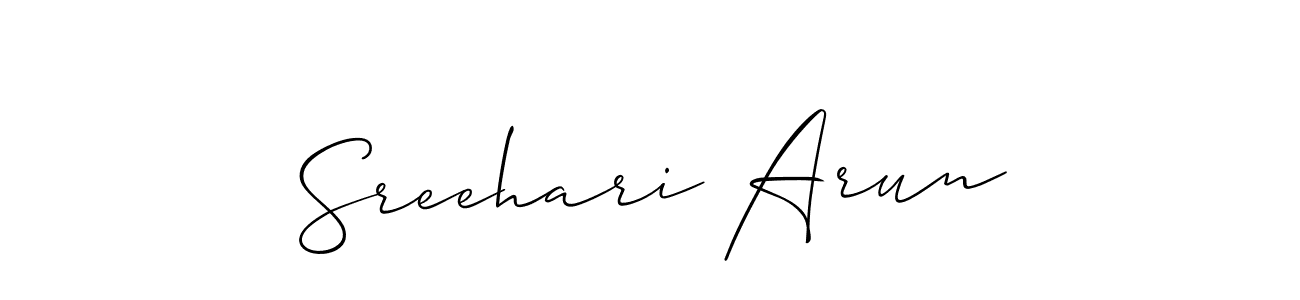 Make a beautiful signature design for name Sreehari Arun. With this signature (Allison_Script) style, you can create a handwritten signature for free. Sreehari Arun signature style 2 images and pictures png