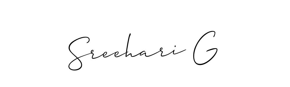 Allison_Script is a professional signature style that is perfect for those who want to add a touch of class to their signature. It is also a great choice for those who want to make their signature more unique. Get Sreehari G name to fancy signature for free. Sreehari G signature style 2 images and pictures png