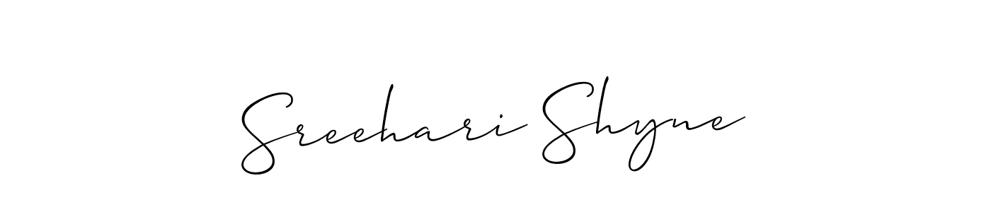 It looks lik you need a new signature style for name Sreehari Shyne. Design unique handwritten (Allison_Script) signature with our free signature maker in just a few clicks. Sreehari Shyne signature style 2 images and pictures png