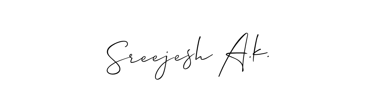 if you are searching for the best signature style for your name Sreejesh A.k.. so please give up your signature search. here we have designed multiple signature styles  using Allison_Script. Sreejesh A.k. signature style 2 images and pictures png