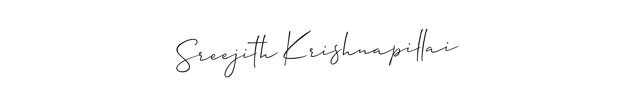 How to make Sreejith Krishnapillai name signature. Use Allison_Script style for creating short signs online. This is the latest handwritten sign. Sreejith Krishnapillai signature style 2 images and pictures png