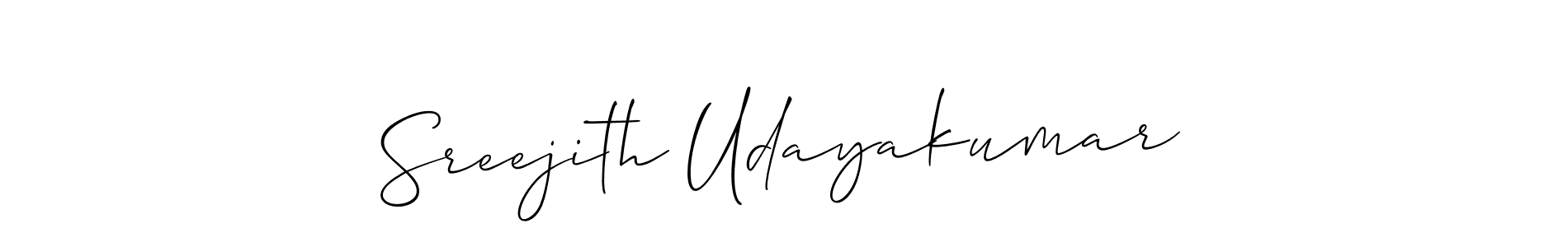 The best way (Allison_Script) to make a short signature is to pick only two or three words in your name. The name Sreejith Udayakumar include a total of six letters. For converting this name. Sreejith Udayakumar signature style 2 images and pictures png