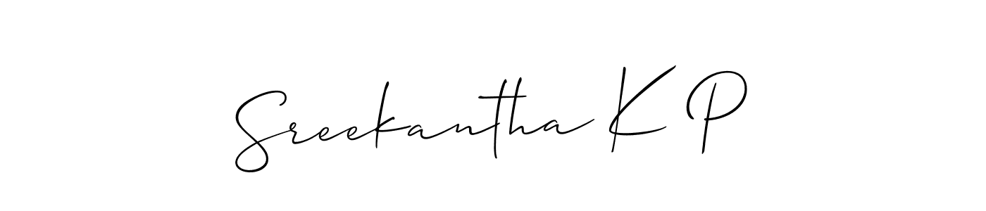 Allison_Script is a professional signature style that is perfect for those who want to add a touch of class to their signature. It is also a great choice for those who want to make their signature more unique. Get Sreekantha K P name to fancy signature for free. Sreekantha K P signature style 2 images and pictures png