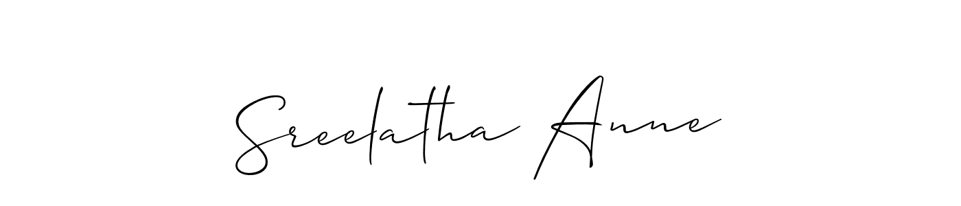 It looks lik you need a new signature style for name Sreelatha Anne. Design unique handwritten (Allison_Script) signature with our free signature maker in just a few clicks. Sreelatha Anne signature style 2 images and pictures png