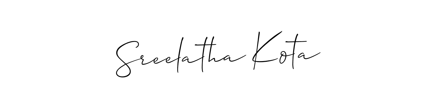 Similarly Allison_Script is the best handwritten signature design. Signature creator online .You can use it as an online autograph creator for name Sreelatha Kota. Sreelatha Kota signature style 2 images and pictures png