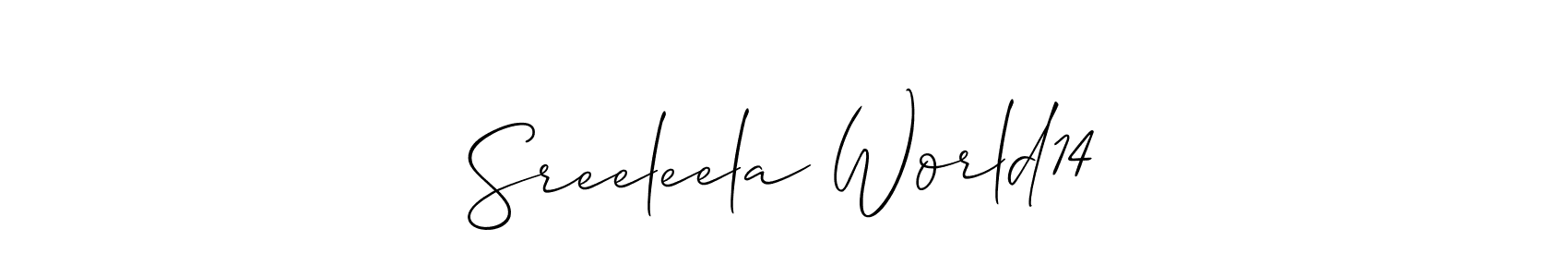 How to Draw Sreeleela World14 signature style? Allison_Script is a latest design signature styles for name Sreeleela World14. Sreeleela World14 signature style 2 images and pictures png