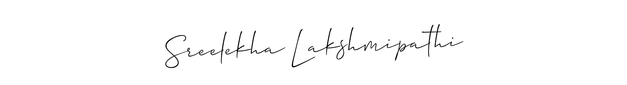 if you are searching for the best signature style for your name Sreelekha Lakshmipathi. so please give up your signature search. here we have designed multiple signature styles  using Allison_Script. Sreelekha Lakshmipathi signature style 2 images and pictures png